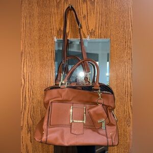 Steve Madden Brown Leather Handbag Gold Hardware